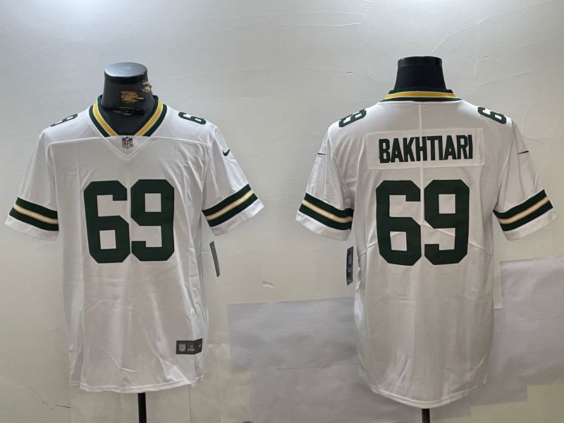 Men Green Bay Packers 69 Bakhtiari White 2024 Nike Vapor Limited NFL Jersey style 1